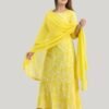 yellow viscose rayon printed a line kurta for women
