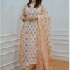 multicolor pure cotton kurta pant with dupatta set for women