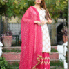 multicolor pure cotton kurta pant with dupatta set for women