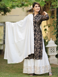 black-viscose-rayon-printed-kurta-sharara-set-for-women