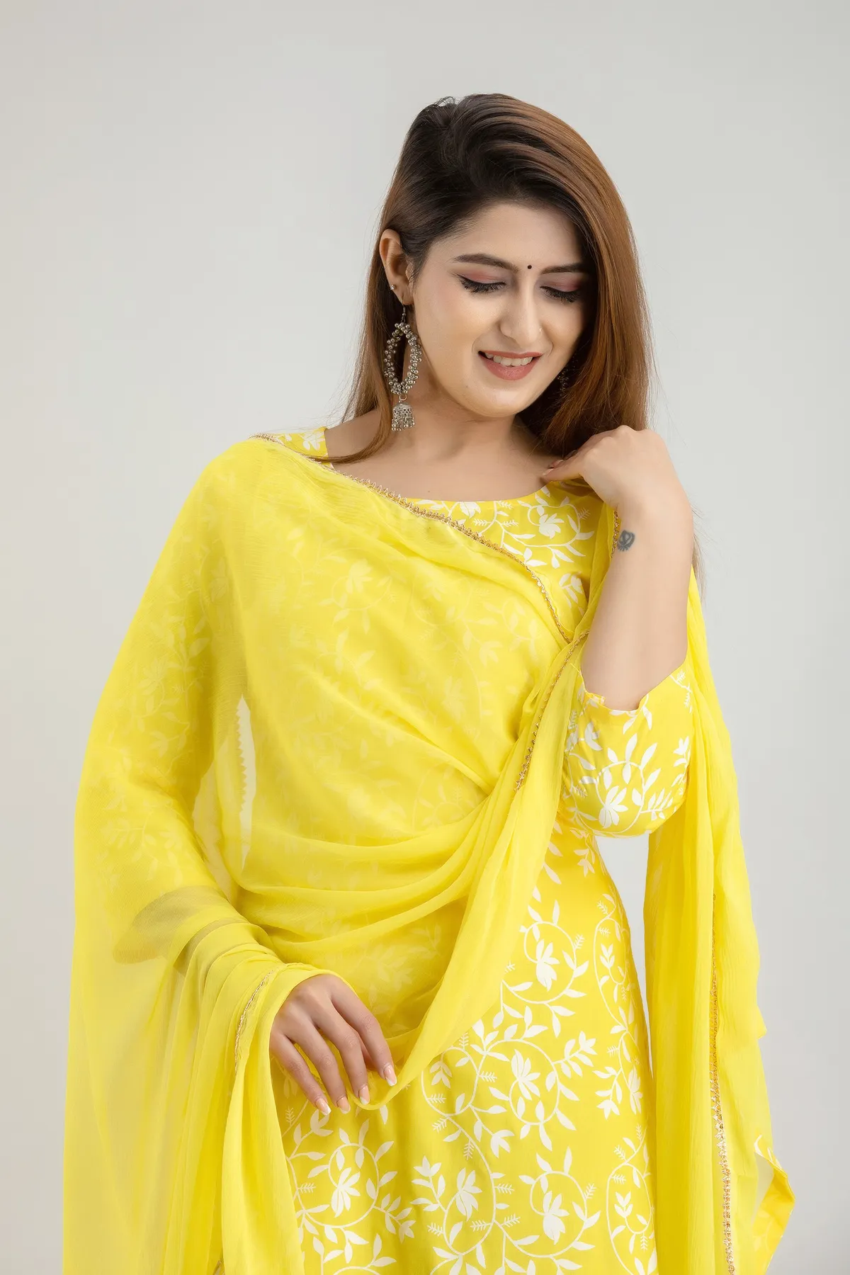 red viscose rayon embroidered kurta sharara set for women