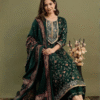 green viscose rayon embroidered kurta palazzo set for women