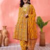 yellow embrodary kurta plazzo with dupatta sets