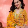 yellow embrodary kurta plazzo with dupatta sets