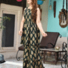 dark green viscose rayon printed kurti sharara set for women
