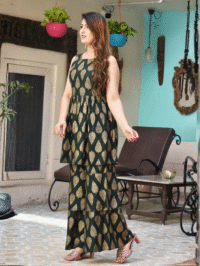 dark-green-viscose-rayon-printed-kurti-sharara-set-for-women