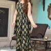 dark green viscose rayon printed kurti sharara set for women