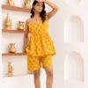 sunshine yellow floral print cami top & shorts co ord set sunshine yellow floral print cami top & shorts co ord set