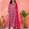 red floral printed cotton kurta set with pants – elegant ethnic wear for women