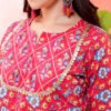 red floral printed cotton kurta set with pants – elegant ethnic wear for women