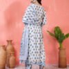 traditional white and blue floral hand block print cotton suit set