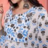 traditional white and blue floral hand block print cotton suit set