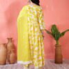 cheerful white and yellow floral print anarkali suit set