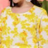 cheerful white and yellow floral print anarkali suit set