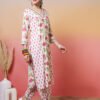 charming white and pink rose floral print salwar suit set