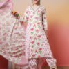 charming white and pink rose floral print salwar suit set