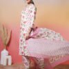 charming white and pink rose floral print salwar suit set