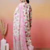 charming white and pink rose floral print salwar suit set