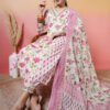 charming white and pink rose floral print salwar suit set