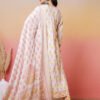 soft white and pastel pink yellow floral block print anarkali suit set