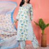 fresh white and sky blue rose floral print salwar suit set