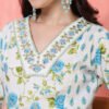 fresh white and sky blue rose floral print salwar suit set