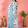 fresh white and sky blue rose floral print salwar suit set
