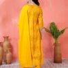 bright yellow angrakha style printed cotton suit set