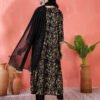 regal black anarkali suit set with gold foliage print and metallic trim