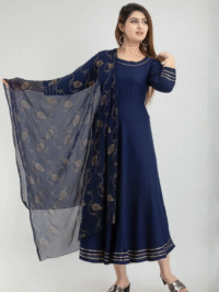 dark-blue-viscose-rayon-striped-a-line-kurta-for-women