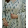 white cotton blend printed kurta salwar set for women