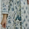 white cotton blend printed kurta salwar set for women