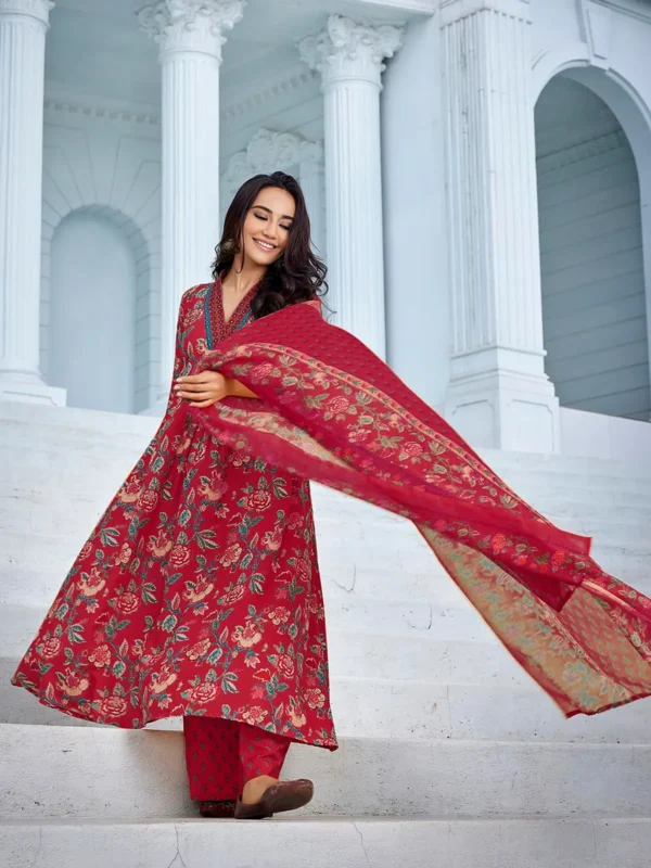 mahroon-cotton-kurta-palazzo-with-duptta-sets