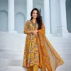 yellow cotton kurta plazzo dupatta sets