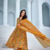 yellow cotton kurta plazzo dupatta sets