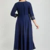 dark blue viscose rayon striped a line kurta for women