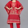 red viscose rayon printed kaftan pant set for women