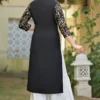 black viscose rayon printed kurta sharara set for women
