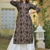 black viscose rayon printed kurta sharara set for women