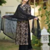 black viscose rayon printed kurta sharara set for women