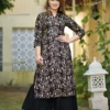 black viscose rayon printed kurta sharara set for women