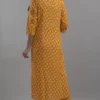 orange cotton blend printed kurta pant set for women