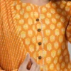 orange cotton blend printed kurta pant set for women