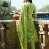 light green cotton blend printed kurta palazzo set for women