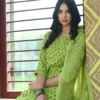 light green cotton blend printed kurta palazzo set for women