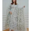 white cotton blend printed kurta salwar set for women